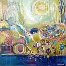(SOLD) Life flowing over” Acrylic on canvas, 75 x 75 cm.